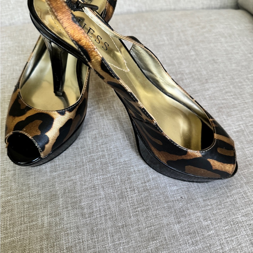 GUESS Cheetah Print Peep Toe Shoes